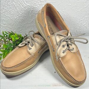Sperry Men's Top Sider Light Brown and Cream Tie Up Boat Shoes Loafer Style